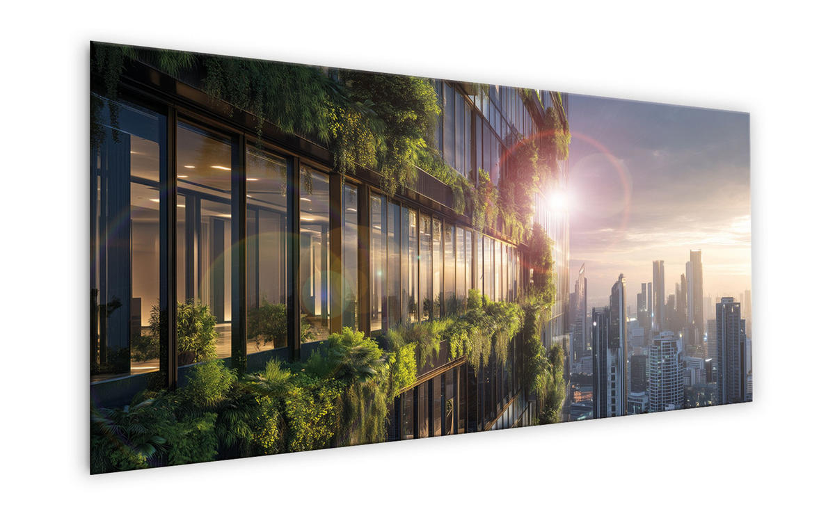 GLASBILD 125x50 cm Architektur grün - Anthrazit, Glas (125/50cm) - artissimo