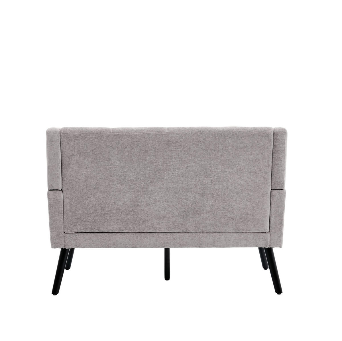 SITZBANK 2-Sitzer Leinenoptik Polster mit Knopfsteppung, Massivholzbeinen 119/75/88 cm Hellgrau - Hellblau, Textil (75/88/119cm) - Redom