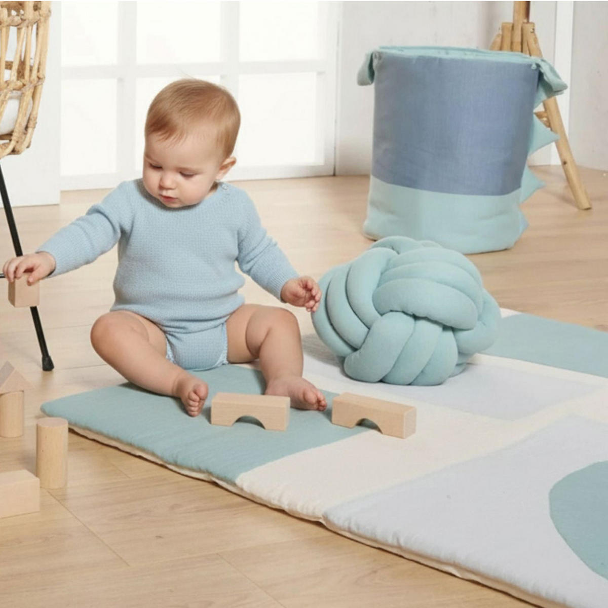KRABBELDECKE Musselin Mint - Mintgrün, Textil (100/100cm) - nordic coast company