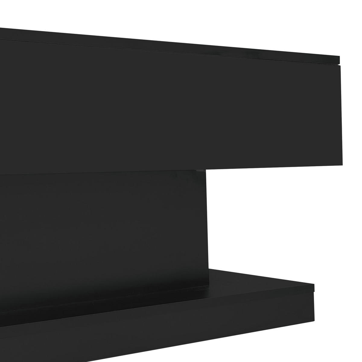 COUCHTISCH 100/50/45 cm in Schwarz aus Spanplatte mit LED-Beleuchtung und Stauraum - Schwarz, Holzwerkstoff (100/50/45cm) - OKMYHOME