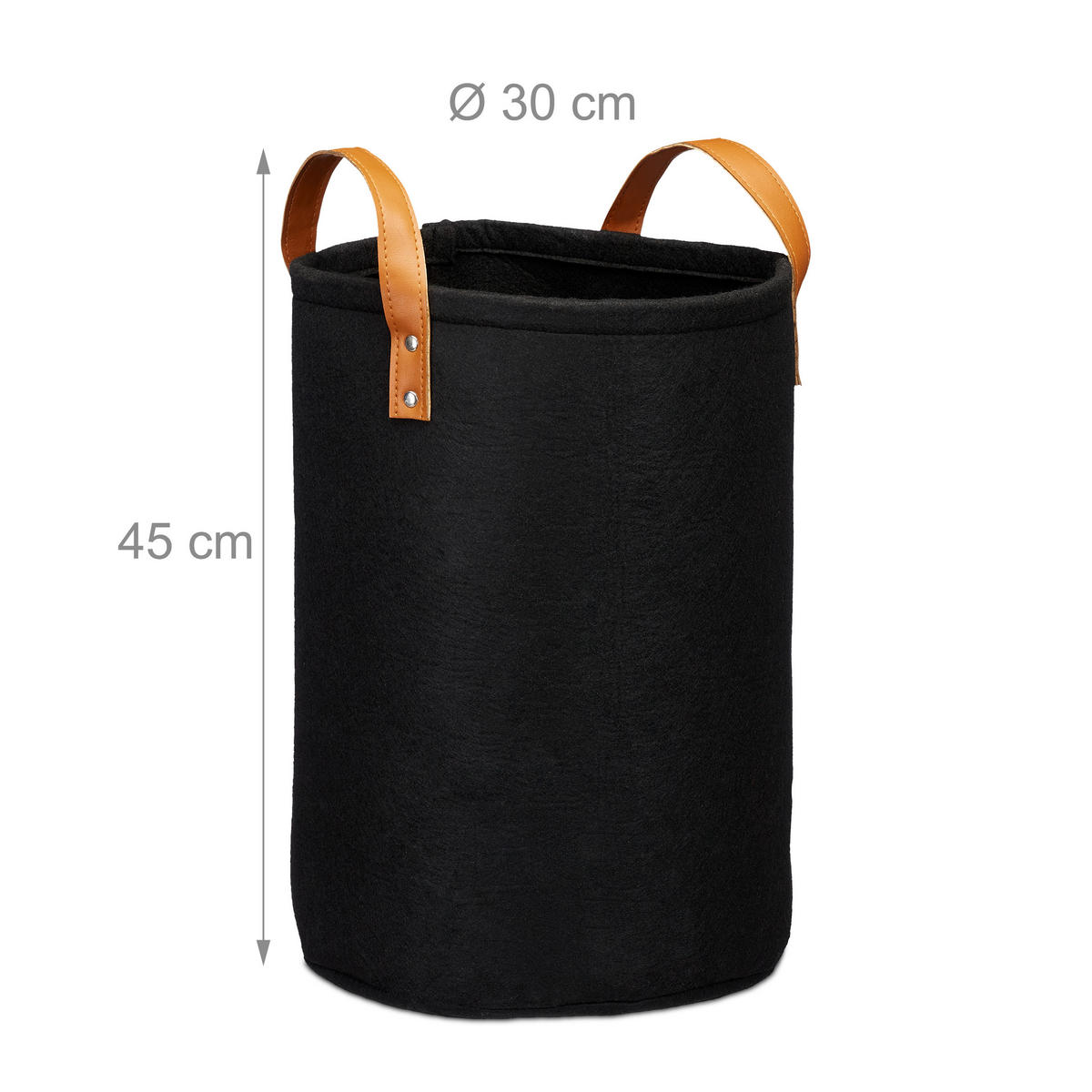 WÄSCHEKORB - Schwarz, Kunststoff/Textil (30/45/30cm) - Relaxdays