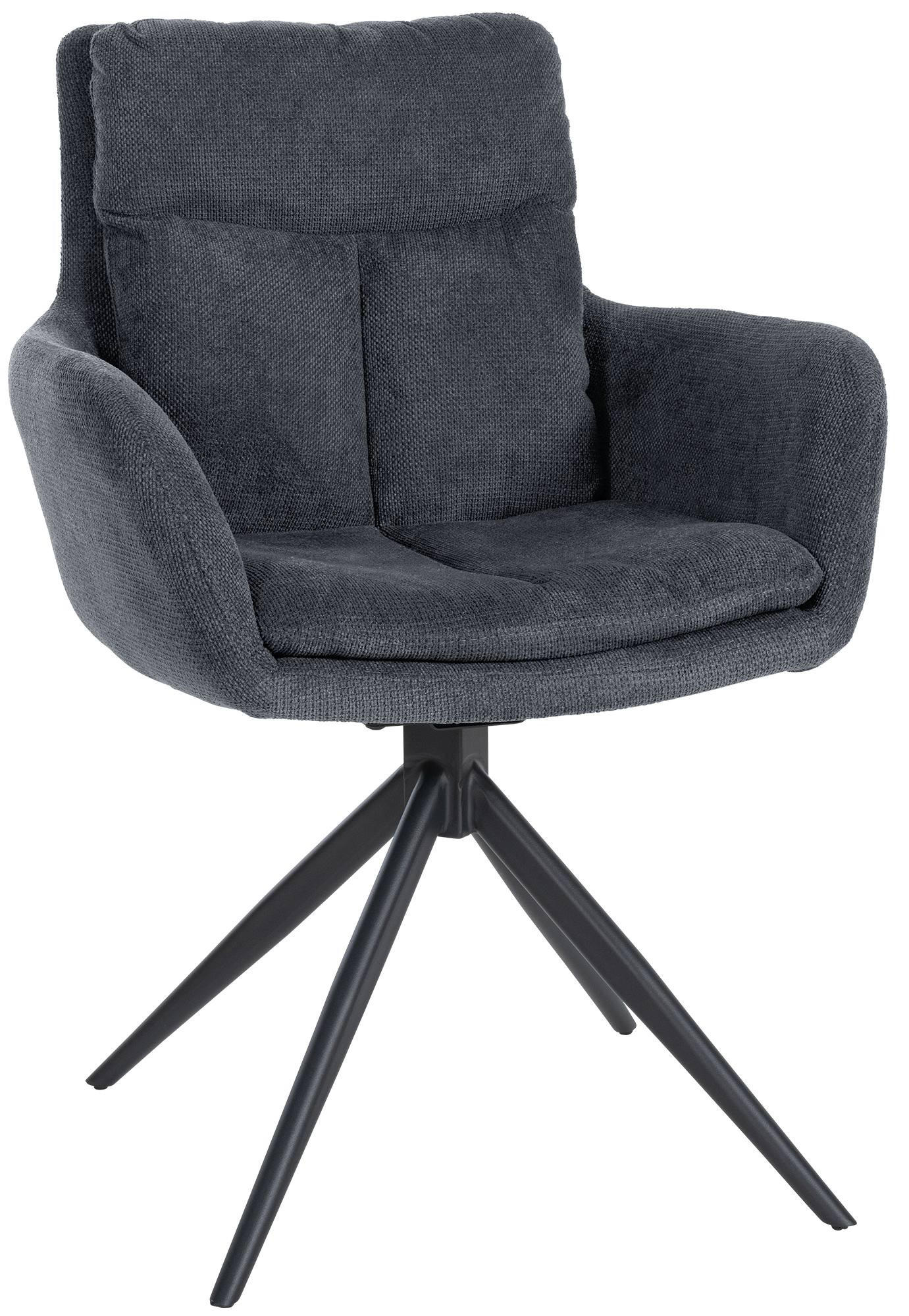 ARMLEHNENSTUHL Stoff Schwarz - Schwarz, Textil/Metall (60/88/65cm) - CLP