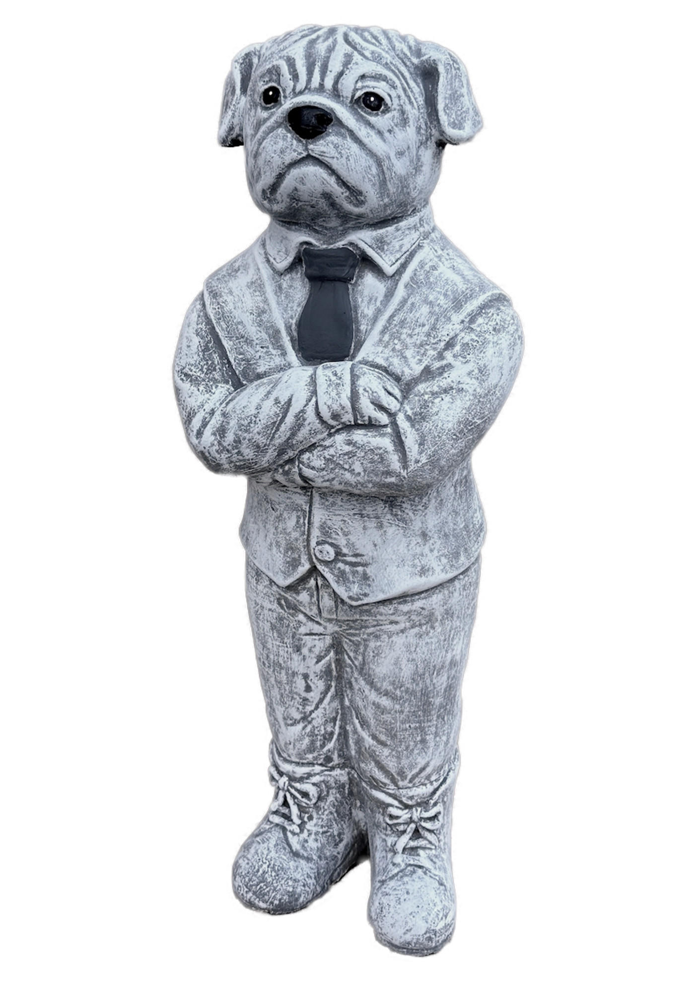 STEINFIGUR Mops Gentleman aus Steinguss frostfest wetterfest - Grau, Stein (20/50/15cm) - stoneandstyle