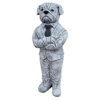 STEINFIGUR Mops Gentleman aus Steinguss frostfest wetterfest - Grau, Stein (20/50/15cm) - stoneandstyle