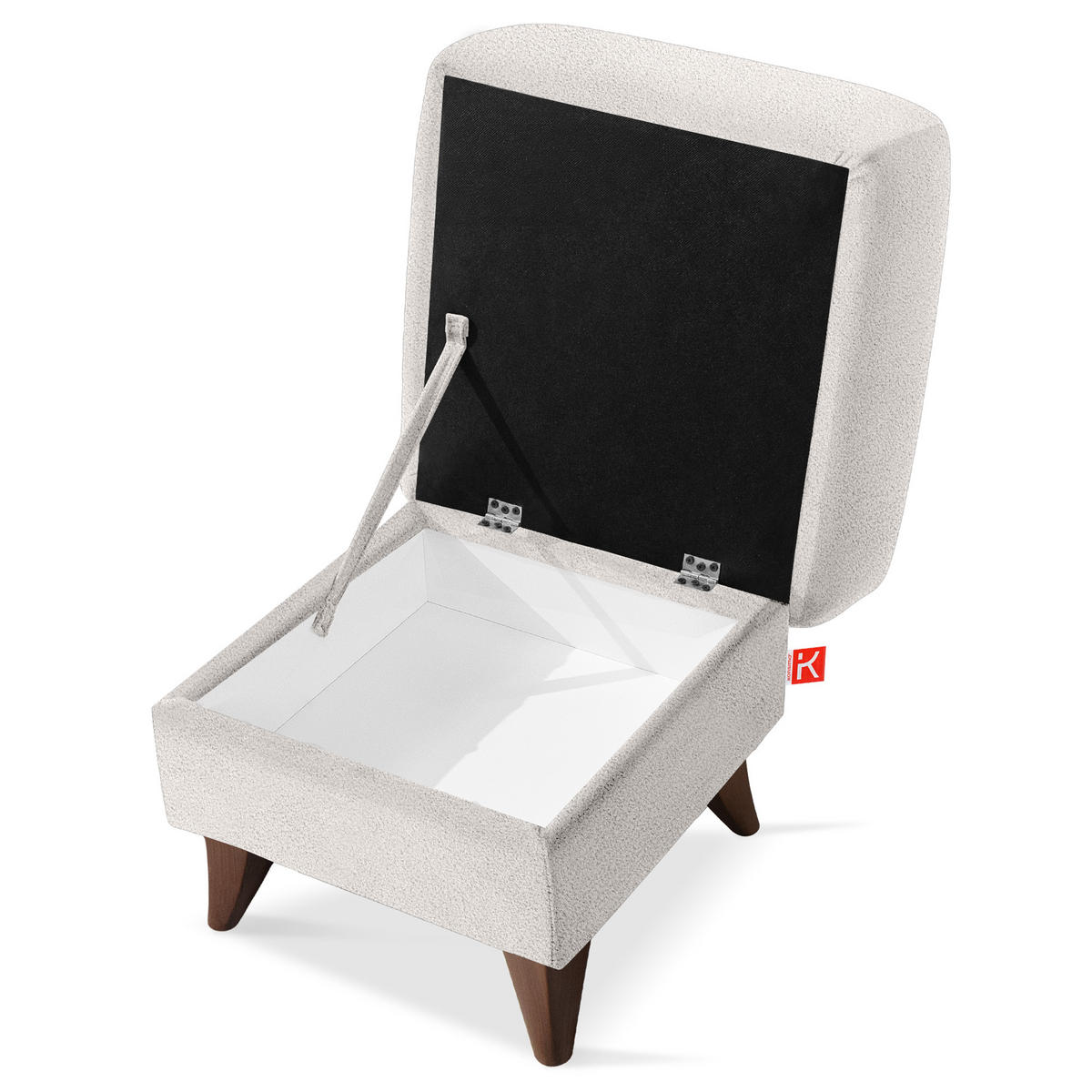 HOCKER GUSTAVO Fußstütze, Bouclé, Weiß - Weiß, Holz/Holzwerkstoff (53/49/53cm) - KONSIMO®