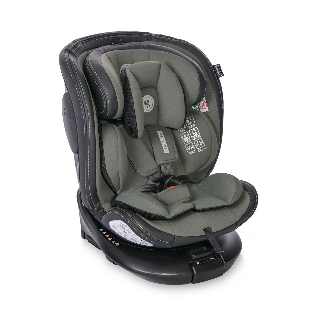 KINDERSITZ Estate i-Size grün (40-150cm) Isofix, Stützbein, Sitz 360° drehbar - Grün, Kunststoff (47/62/52cm) - Lorelli