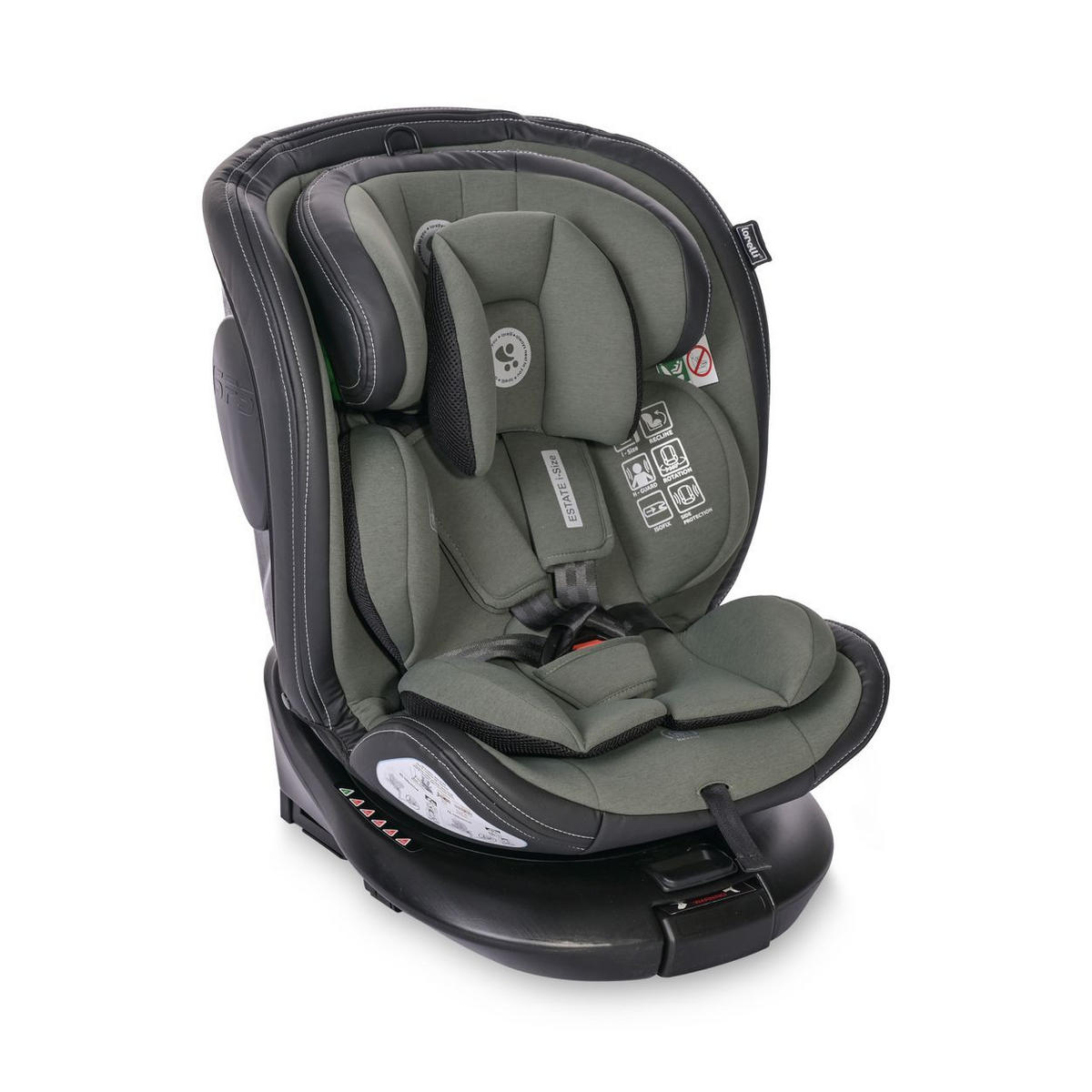 KINDERSITZ Estate i-Size grün (40-150cm) Isofix, Stützbein, Sitz 360° drehbar - Grün, Kunststoff (47/62/52cm) - Lorelli
