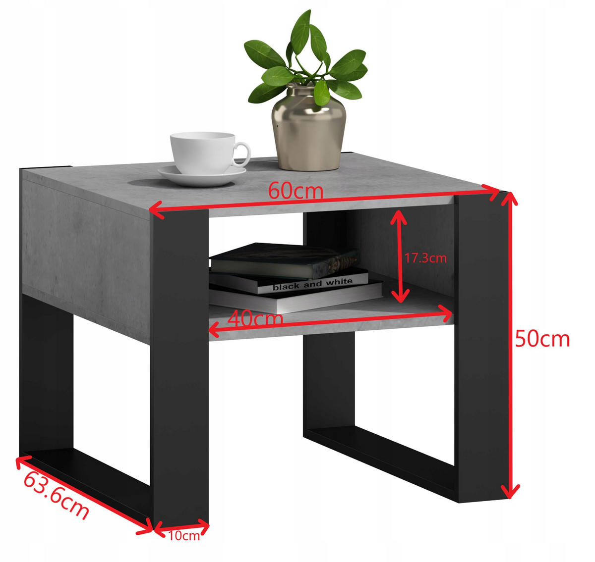 COUCHTISCH KAJA Beton 60/53,6/50 cm - Grau, Holzwerkstoff (53.6/60/50cm) - Matkam Möbel