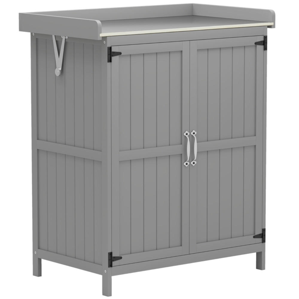 GARTENKOMMODE 74/88/43 cm Grau aus Holz mit Arbeitsfläche - Grau, Holz (43/88/74cm) - OKMYHOME