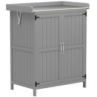 GARTENKOMMODE 74/88/43 cm Grau aus Holz mit Arbeitsfläche - Grau, Holz (43/88/74cm) - OKMYHOME