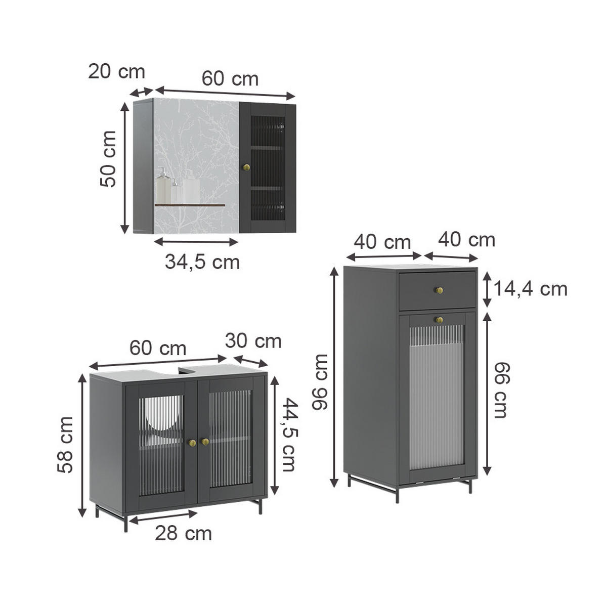 MALTE Šedá - šedá, kompozitní dřevo (60/58/30cm) - Vicco