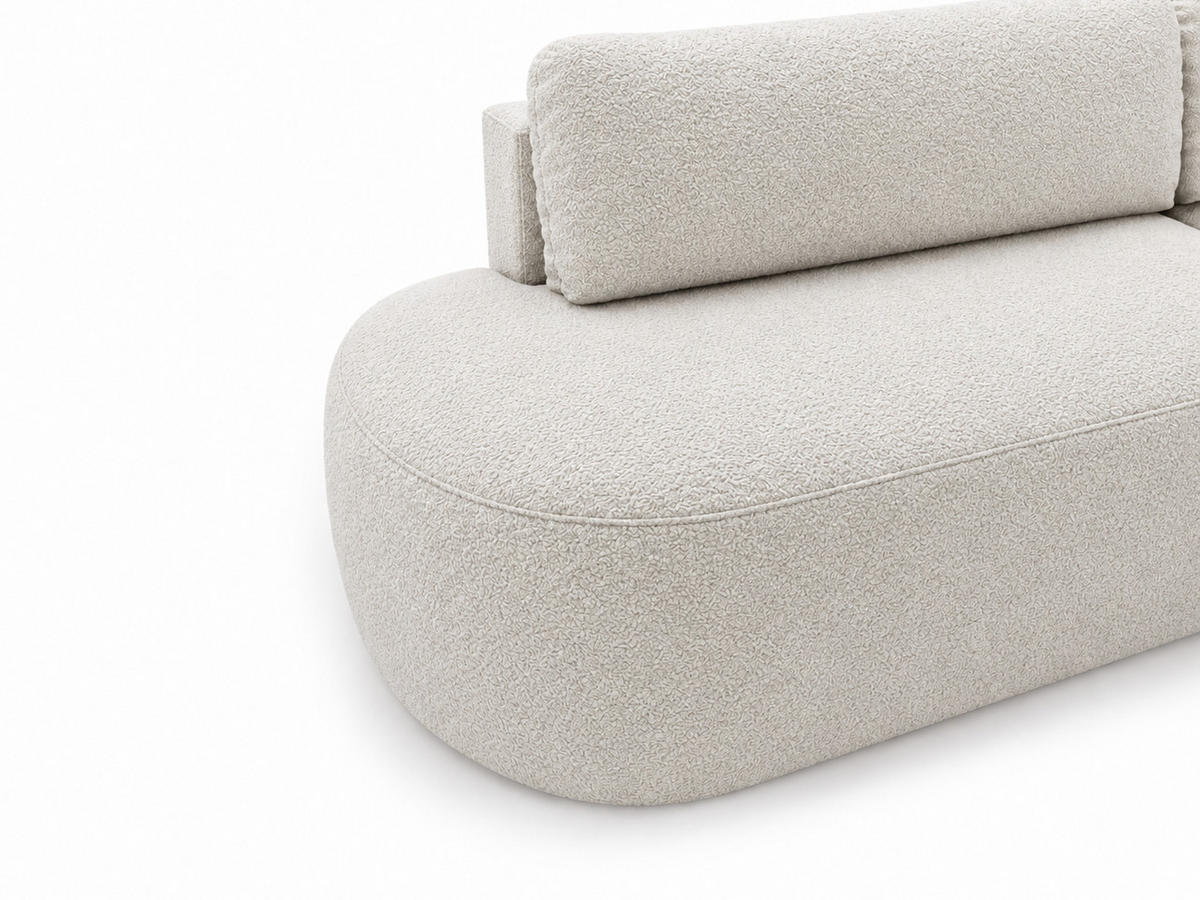 ECKSOFA Aurio O Bouclé-Stoff Creme Rechts - Creme, Holz/Textil (177/271cm) - Graingold