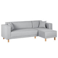 ECKSOFA mit Longchair - Webstoff - Silberfarben, Textil (240/140cm) - home24