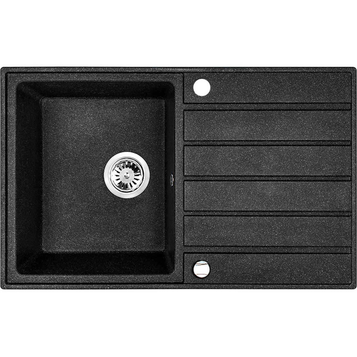 EINBAUSPÜLE Margarita Schwarz, Einzelbecken, 49/79/23 cm - Schwarz, Stein (49/23/79cm) - bad land
