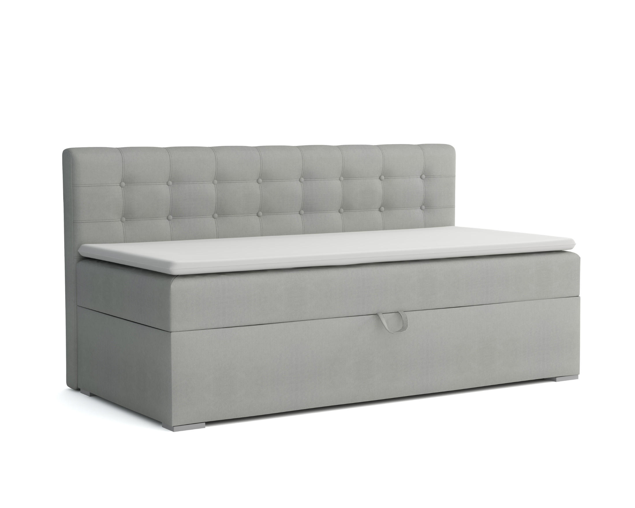 BOXBETT PATI 100/200 Hellgrau mit Bonell-Federkernmatratze H3 - Hellgrau, Holz/Holzwerkstoff (100/200cm) - Deine Möbel 24