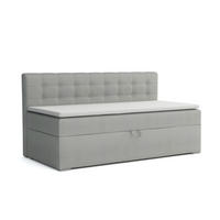 BOXBETT PATI 100/200 Hellgrau mit Bonell-Federkernmatratze H3 - Hellgrau, Holz/Holzwerkstoff (100/200cm) - Deine Möbel 24