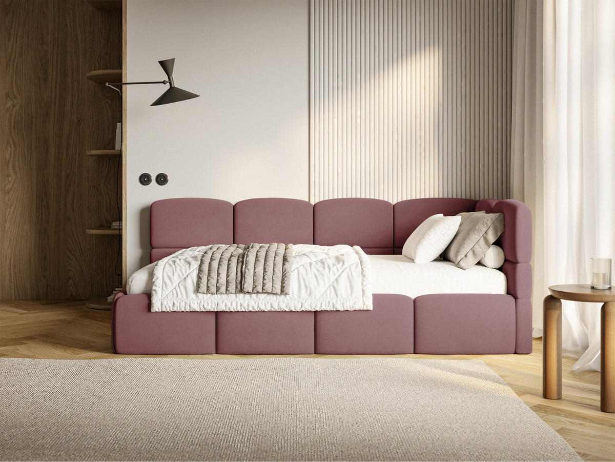 ŠTUDENTSKÁ POSTEĽ Cloudy ružová 90x200 cm, záhlavie vpravo, zamat - čierna/pink, textil/plast (90/200cm) - Selsey
