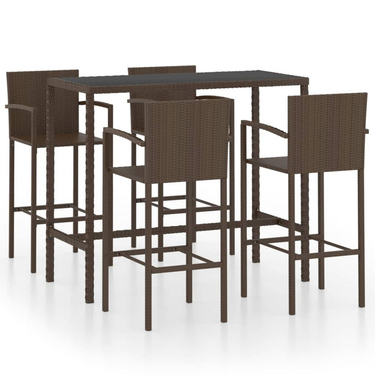 GARTENBAR-SET 5-teilig Poly Rattan Braun - Braun, Kunststoff - vidaXL