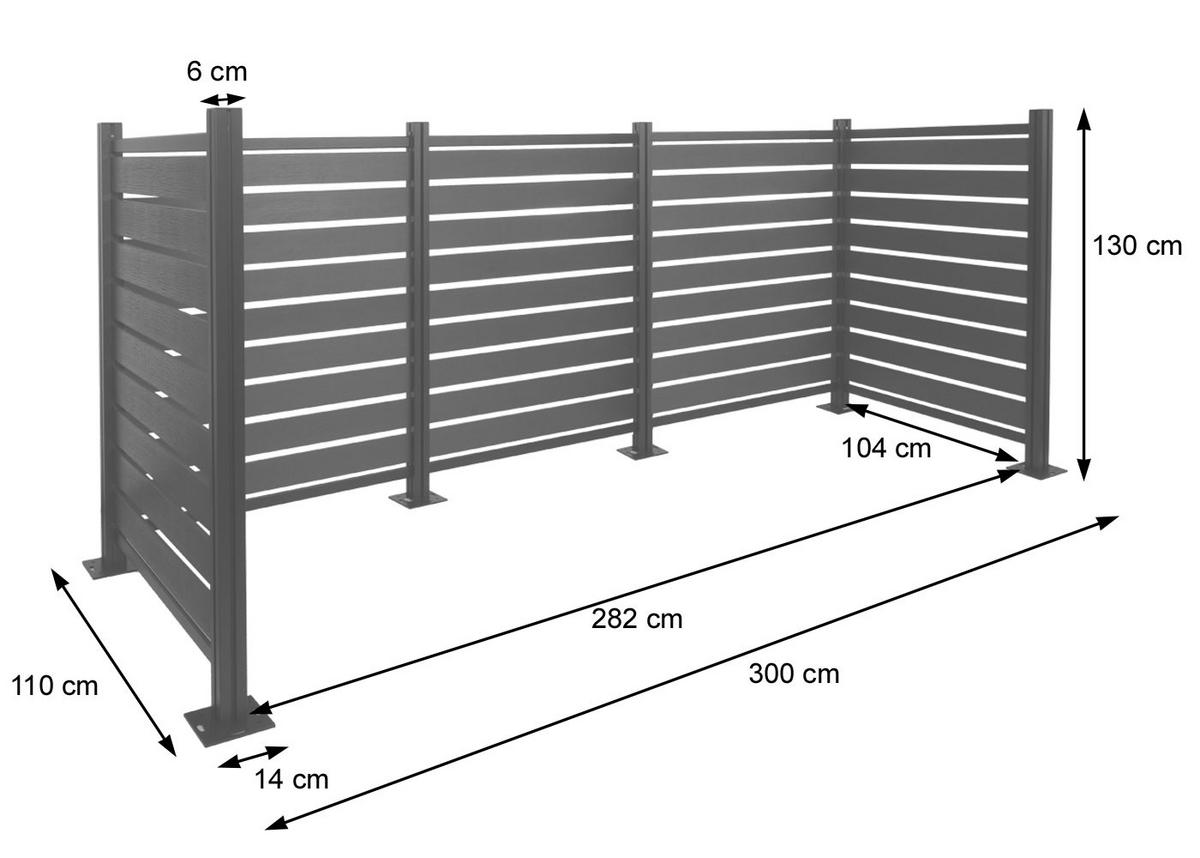 ALU MÜLLTONNEN-ZAUN Braun - Braun, Metall (300/130/110cm) - MCW