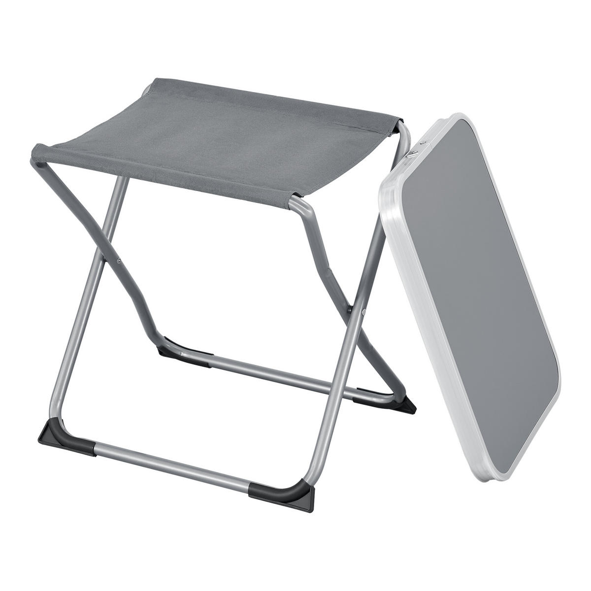KLAPPHOCKER Barete - Grau, Textil/Metall (47/47/37cm) - [en.casa]