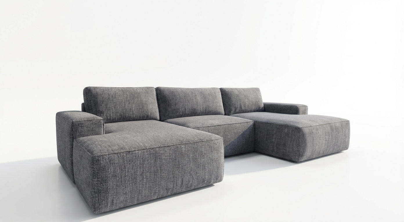 ECKSOFA EINAR 362 cm x 170 cm – Stoff: SAWANA Pfeffer 5 Farbe: Dunkelgrau - Dunkelgrau, Textil (362/170cm) - A&J MöbelLand