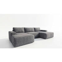 ECKSOFA EINAR 362 cm x 170 cm – Stoff: SAWANA Pfeffer 5 Farbe: Dunkelgrau - Dunkelgrau, Textil (362/170cm) - A&J MöbelLand