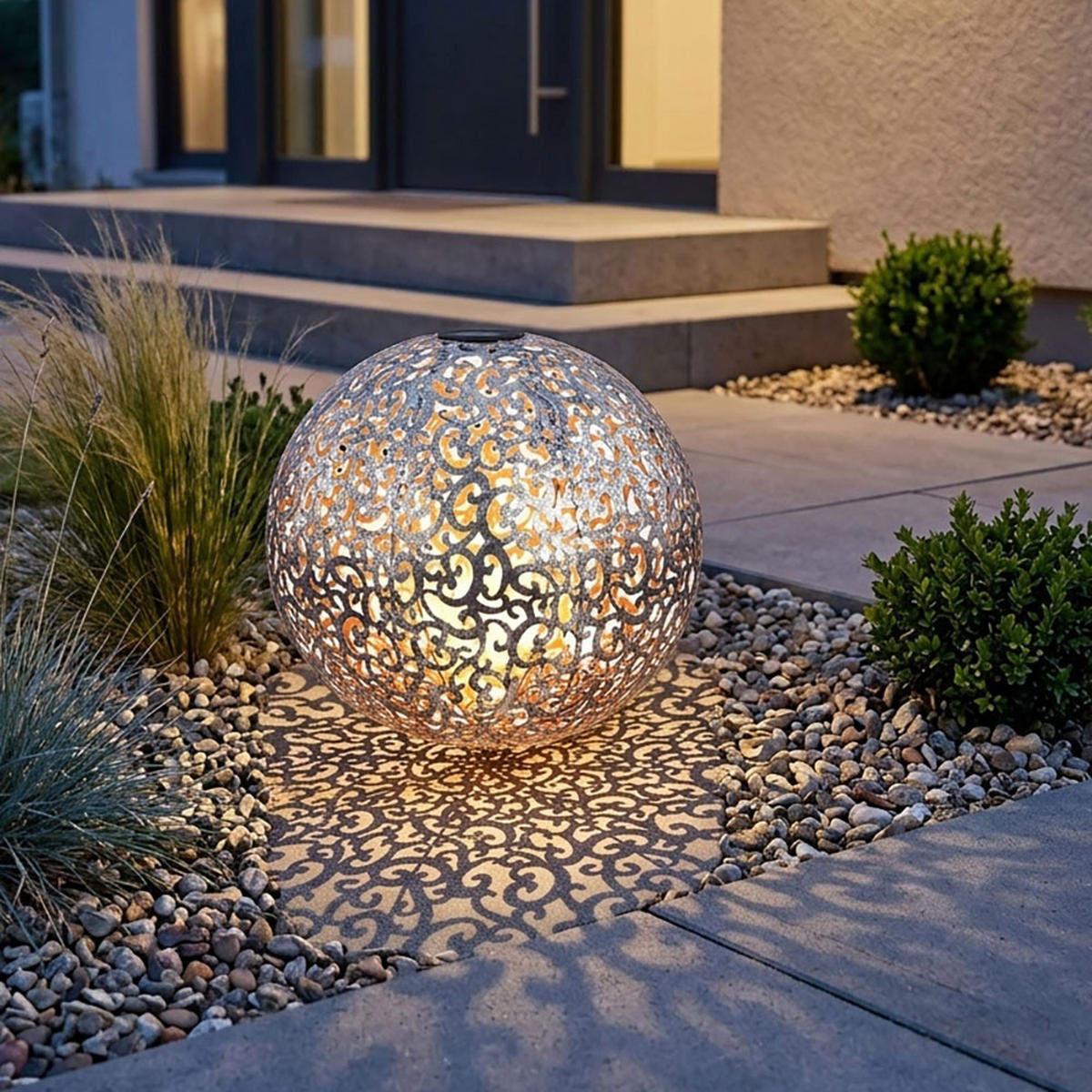 LED WEGELEUCHTE Solar Stecklampe Silber - Silberfarben, Metall (40/40/50cm)