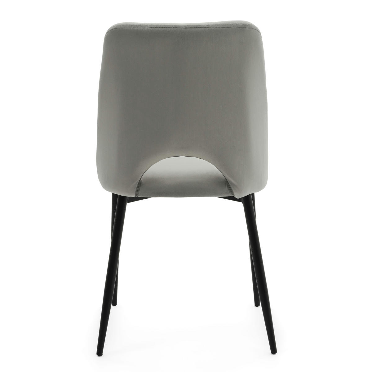 STUHL ORO gepolsterter mit Steppung - hellgrau - Samt Velour - Hellgrau/Schwarz, Textil/Metall (47/91/55cm) - NEW HOME