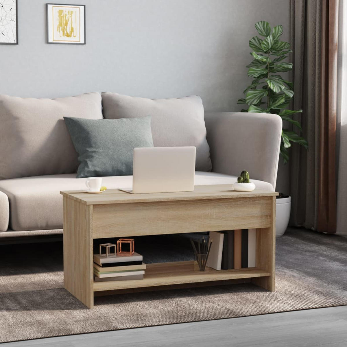COUCHTISCH Sonoma-Eiche 102x50x52,5 cm Holzwerkstoff - Braun, Holzwerkstoff (102/50/52.5cm) - furnicato