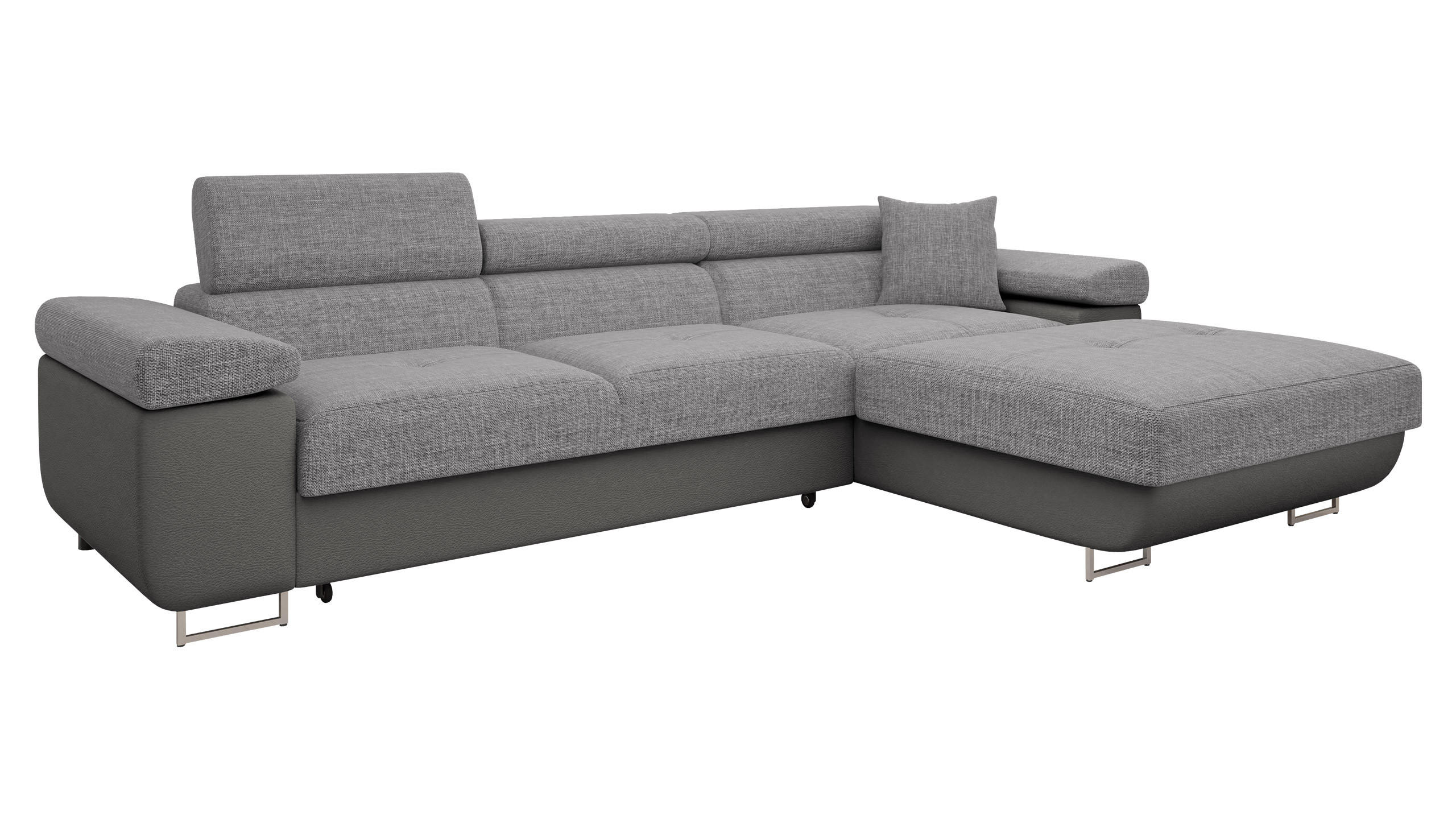 ECKSOFA Torezio Mini, Seite: Rechts - Alufarben, Holz/Textil (280/170cm) - MIRJAN24