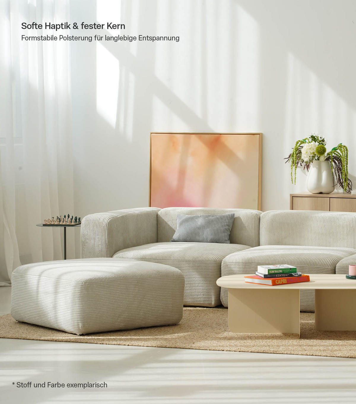 POLSTERHOCKER Cubo - Grau, Textil (91/91cm) - Mokebo