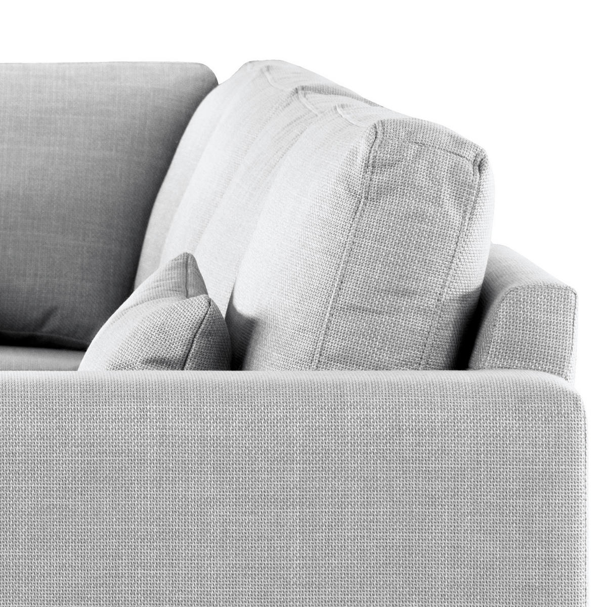 ECKSOFA mit Ottomane - Eichefarben/Hellgrau, Eichenholz/Textil (287/219cm) - home24