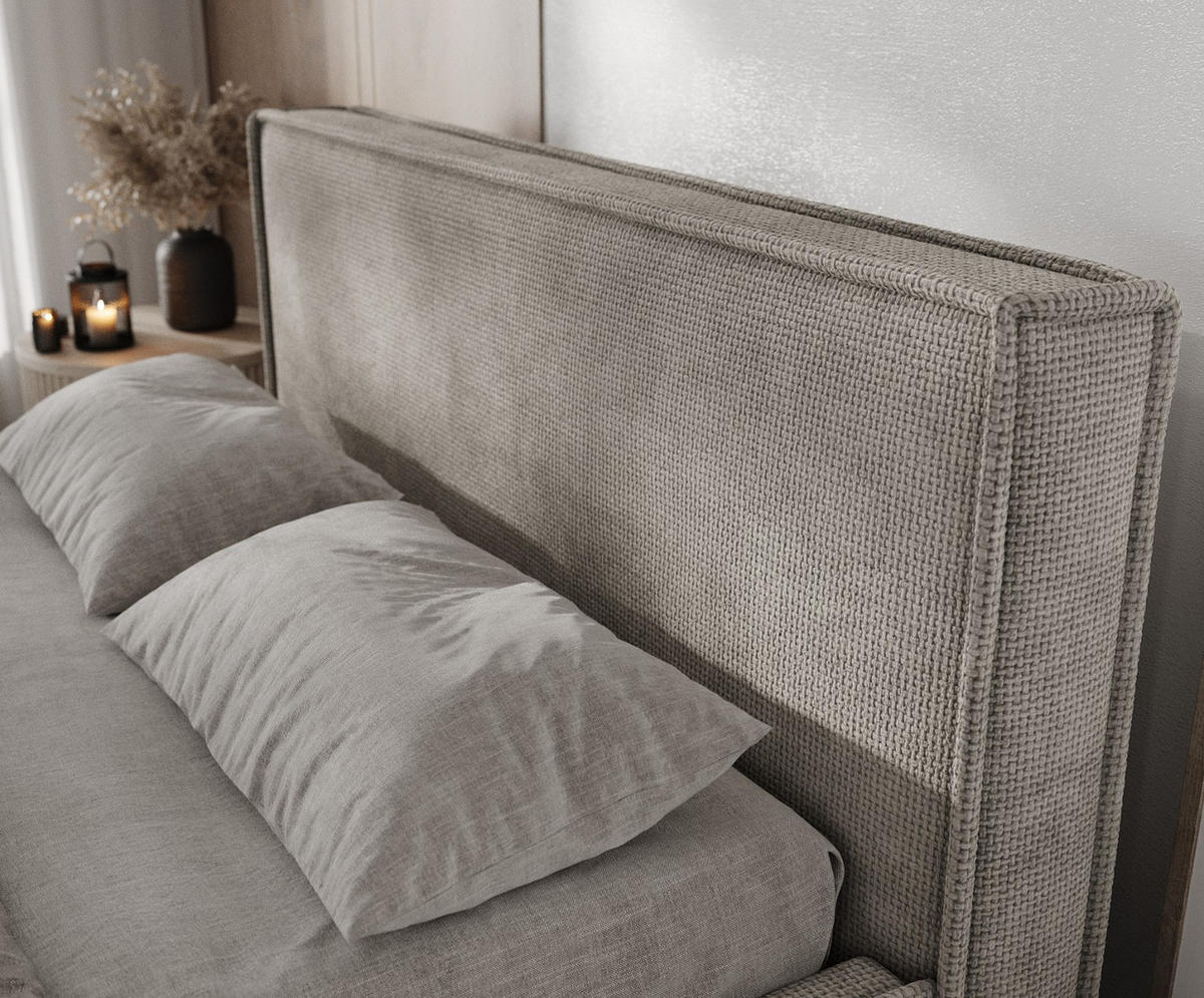 POLSTERBETT Sato mit Stauraum 140/200 cm Beige im Bonita Stoff - Beige/Schwarz, Holz/Holzwerkstoff (140/200cm) - AltaBeds