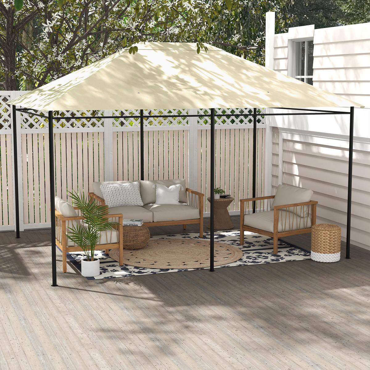 PAVILLON-ERSATZDACH als langlebiger Baldachin, wetterfeste Outdoor-Abdeckung für Pavillon, 397 x 297 cm, Crème - Creme, Textil (397/1/297cm)