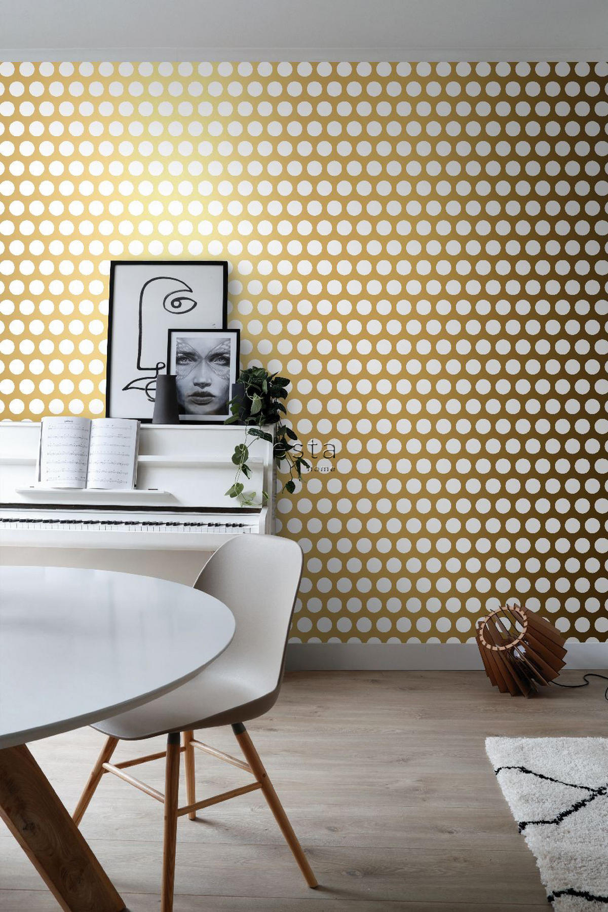 TAPETE große Punkte 53 cm x 10.05 m - Goldfarben, Papier (53/0.1cm) - ESTAhome