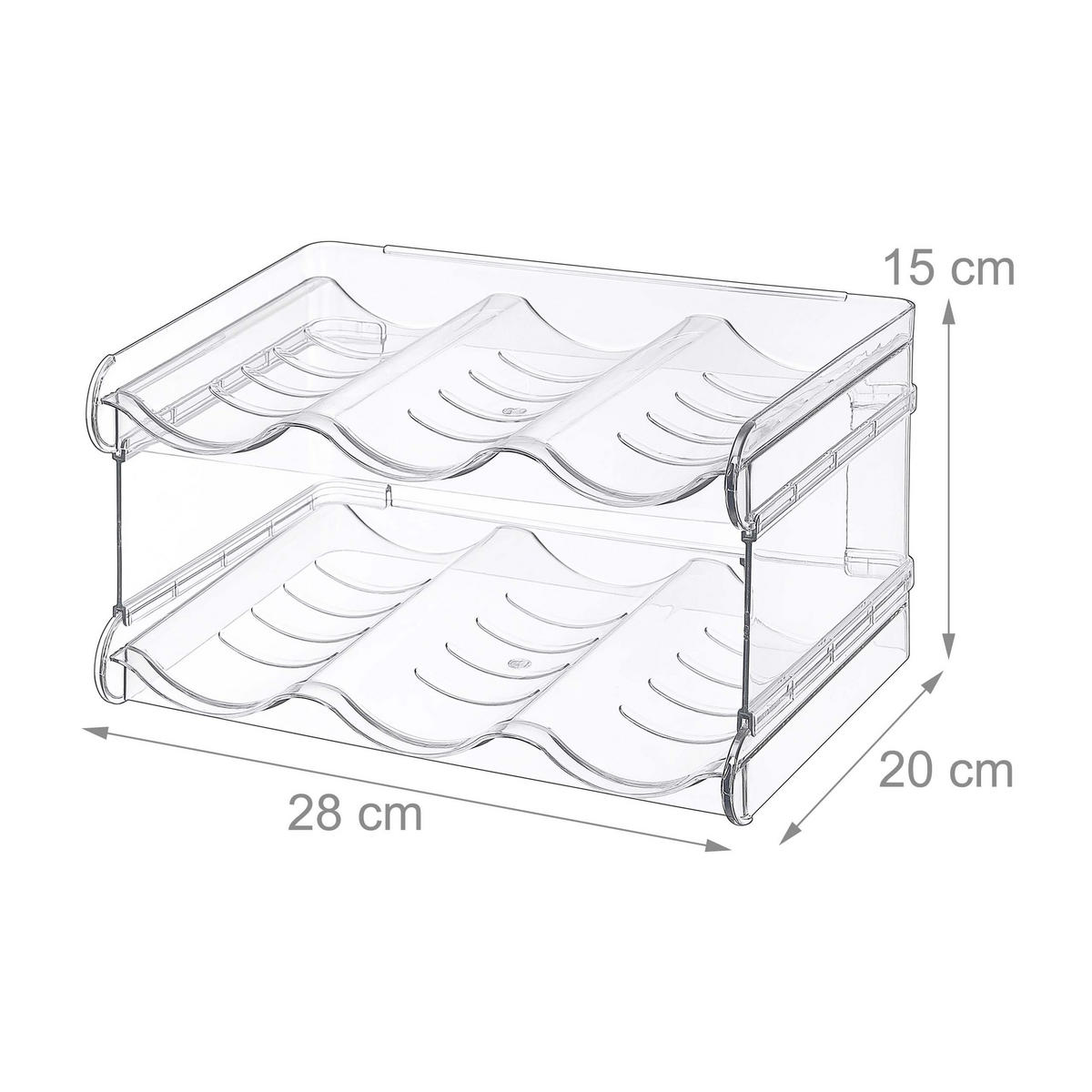 FLASCHENREGAL Transparent stapelbar Kunststoff PET 6 Flaschen - Transparent, Kunststoff (28/15/20cm) - Relaxdays