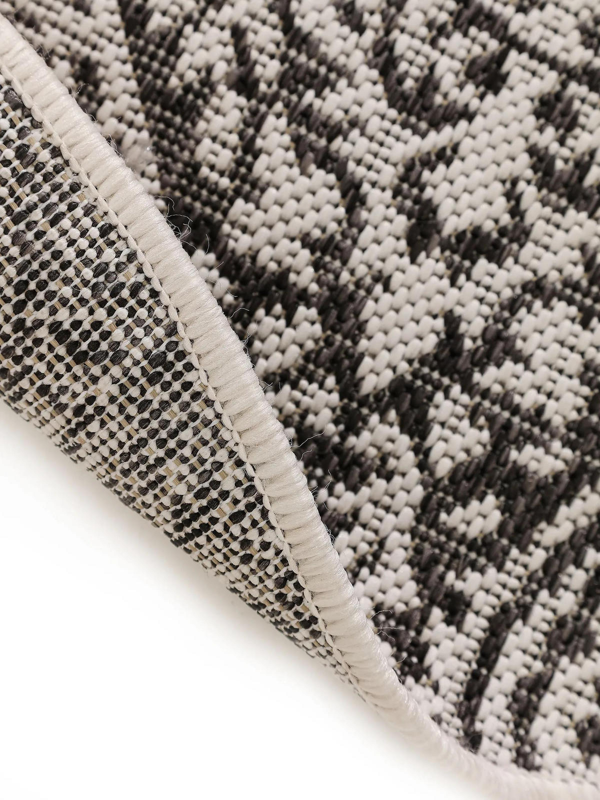 OUTDOORTEPPICH rund Cleo Weiß/Schwarz ø 120 cm rund - Weiß, Textil (120/120cm) - benuta Nest