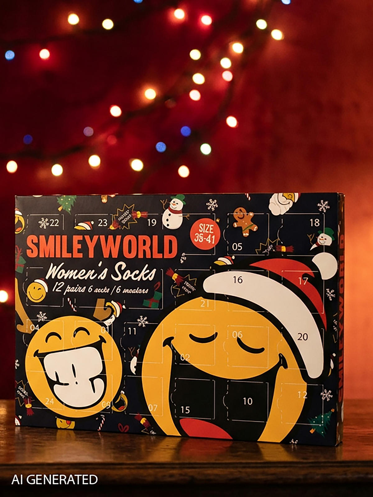 ADVENTSKALENDER Smileyworld mit 12 Paar Socken Größe 35-41 - Multicolor, Textil (37/5/26.5cm) - United Labels