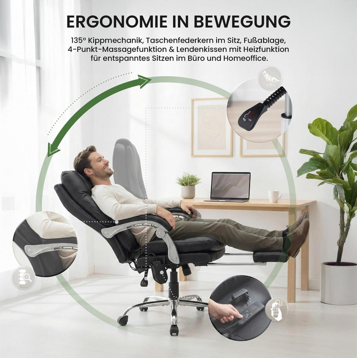 CHEFSESSEL Lederlook Schwarz - Chromfarben/Schwarz, Textil/Metall (64/112/67cm) - CLP