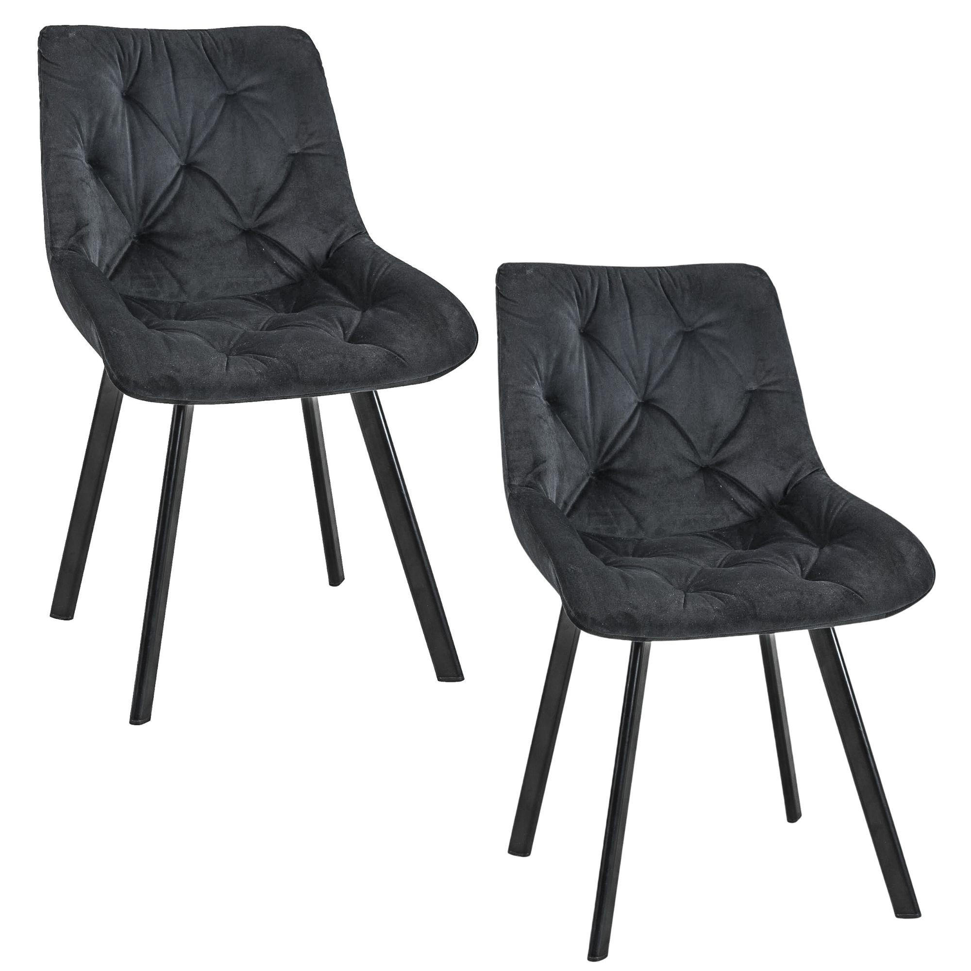 STUHL 2er-Set Schwarz - Schwarz, Textil/Metall (50/90/43cm) - Akord