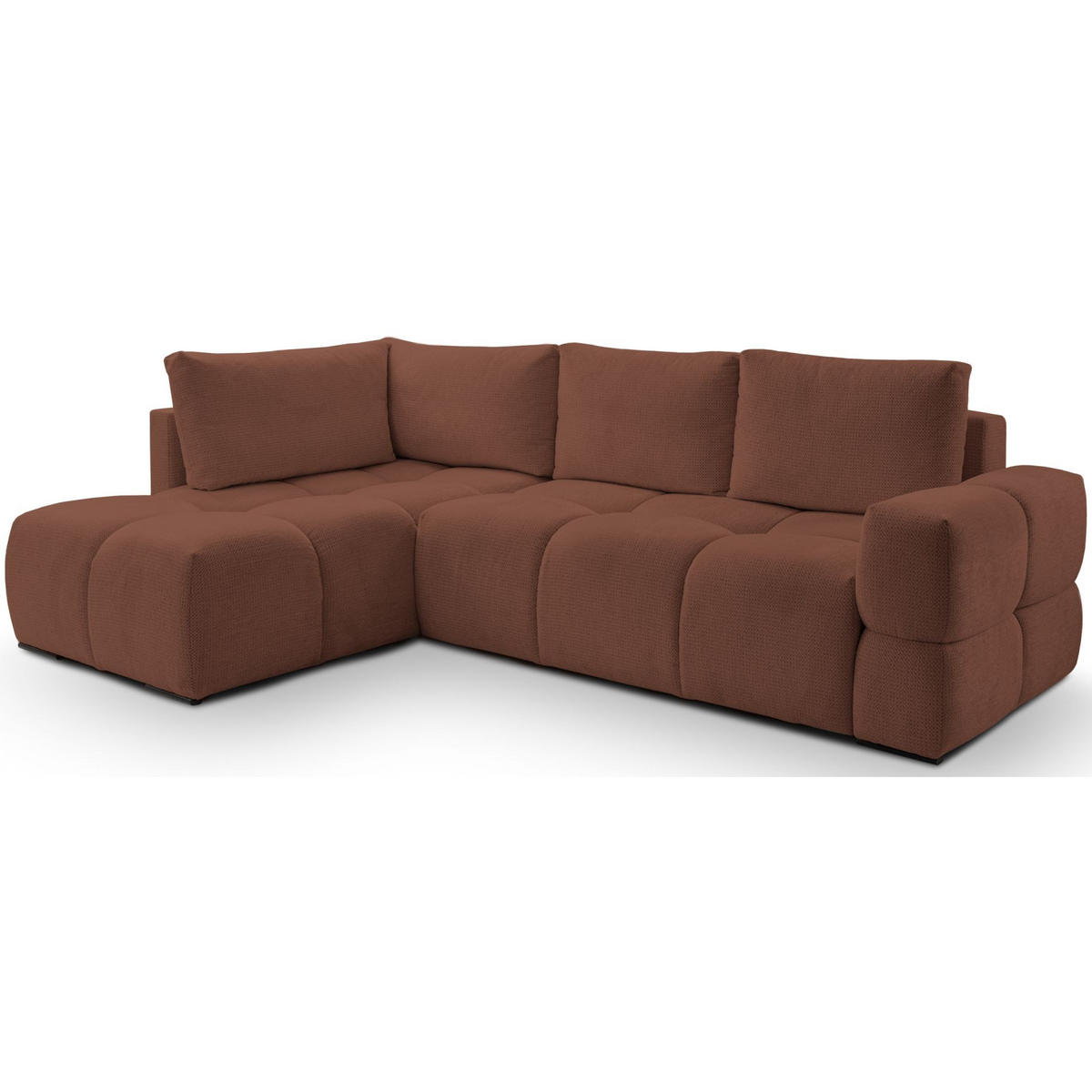 ECKSOFA Taremi mit Chenillebezug Kupfer, beidseitig - Schwarz/Kupferfarben, Textil (267/185cm) - Selsey