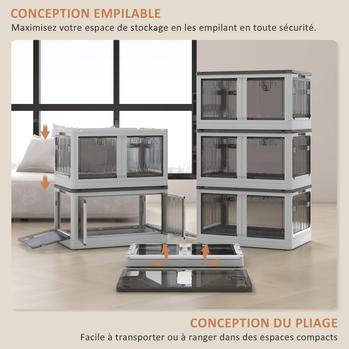 FALTBOX DE-12429 69L, 4 Rollen Weiß - Weiß, Kunststoff (42/34/60cm) - ComfortXL