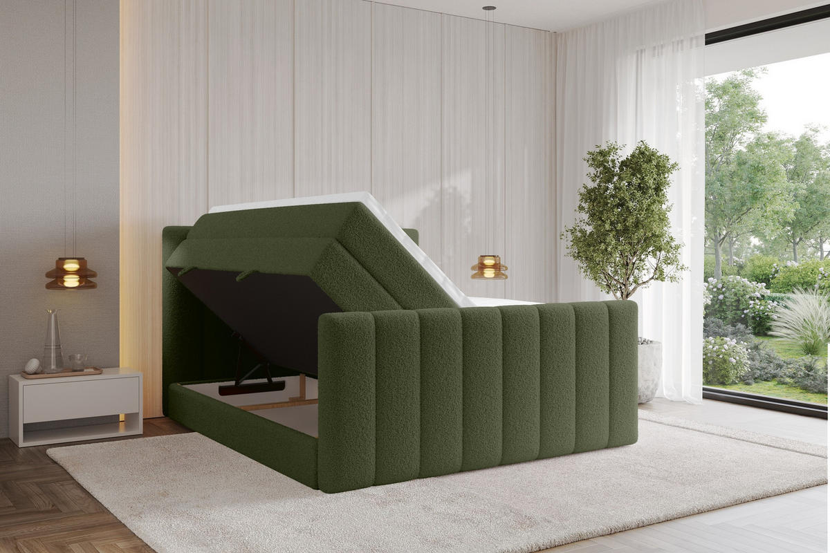 BOXSPRINGOVÁ POSTEL s matrací H3/H4 - OTTA-Z KING - 160x200 cm Zelená - zelená barva, kompozitní dřevo (160/200cm) - ALTDECOR