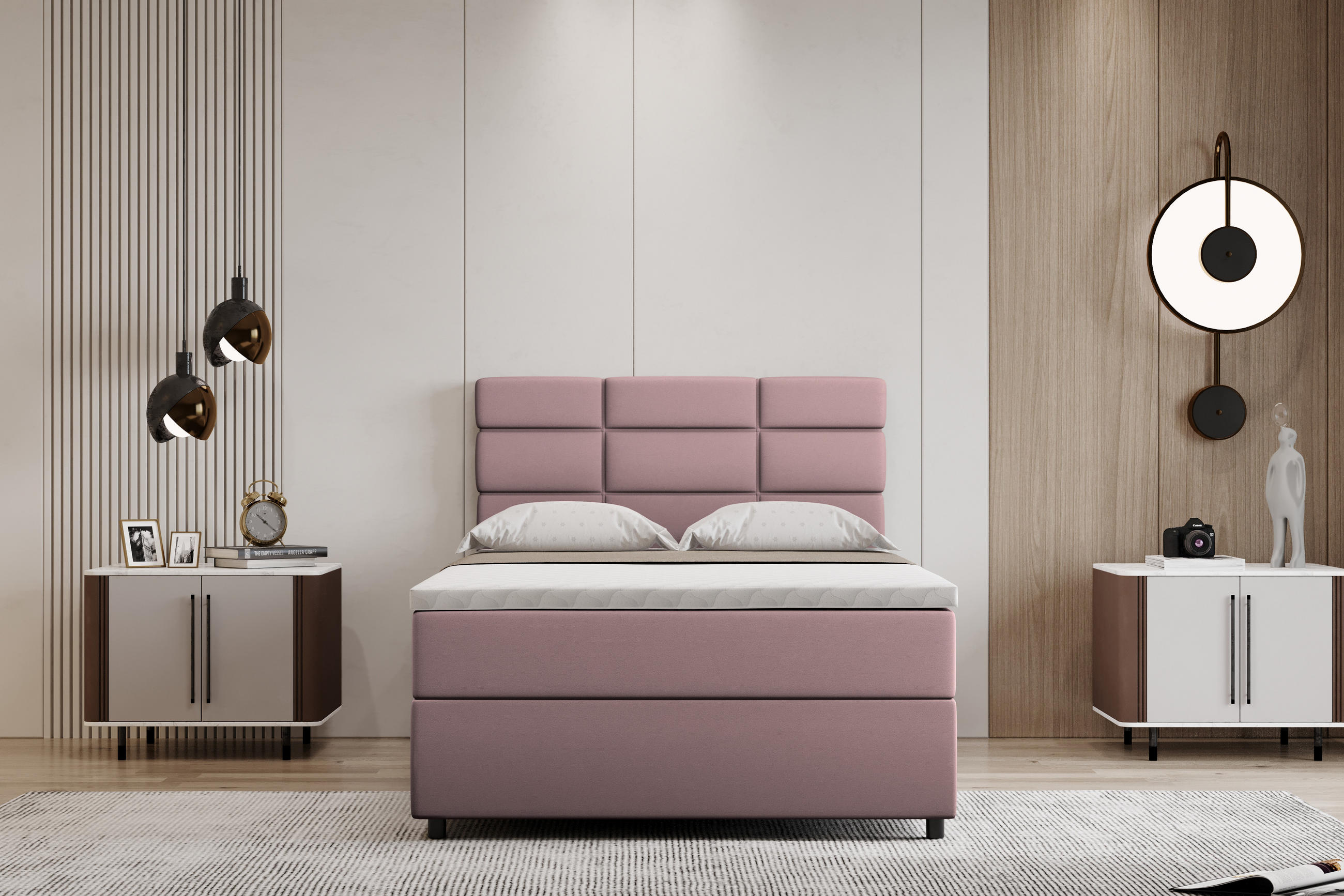 BOXBETT Reve 120 x 200 cm mit Bettkasten und Lattenrost ohne matratze - rosa - Rosa, Holz (120/200cm) - Panda Möbel