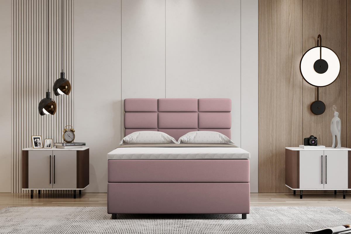 BOXBETT Reve 120 x 200 cm mit Bettkasten und Lattenrost ohne matratze - rosa - Rosa, Holz (120/200cm) - Panda Möbel