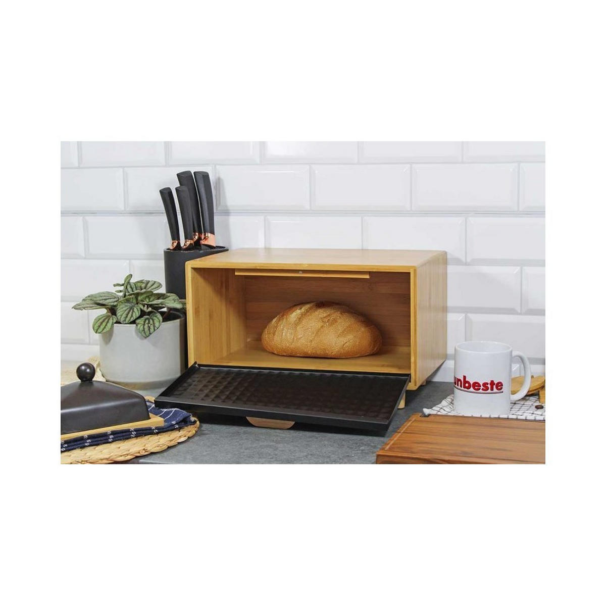 BROTKASTEN Schwarz 35.5/21.5/20 cm 58850 - Schwarz, Metall (21.5/20/35.5cm) - Brunbeste