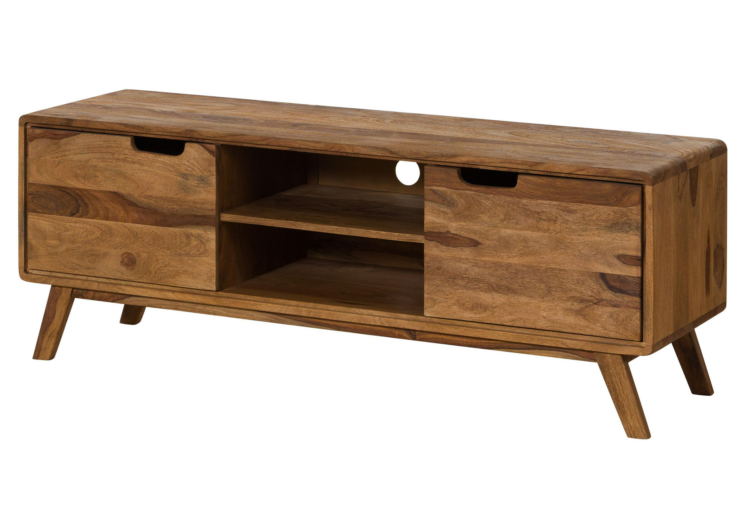 TV-BOARD Sheesham 134x40x48 natur sandgestrahlt lackiert MALMÖ 2 #219 - Naturfarben, Holz (40/48/134cm) - Massivmoebel24