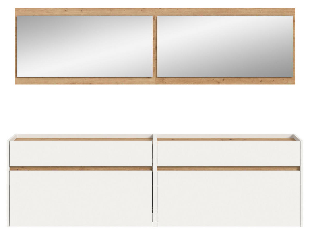 GARDEROBE-SET weiß und Artisan Eiche, Garderobe 4-teilig, 220 x 192 cm, Borga - Weiß/Eiche Artisan, Holzwerkstoff (220/192/32cm) - Inn.Furn