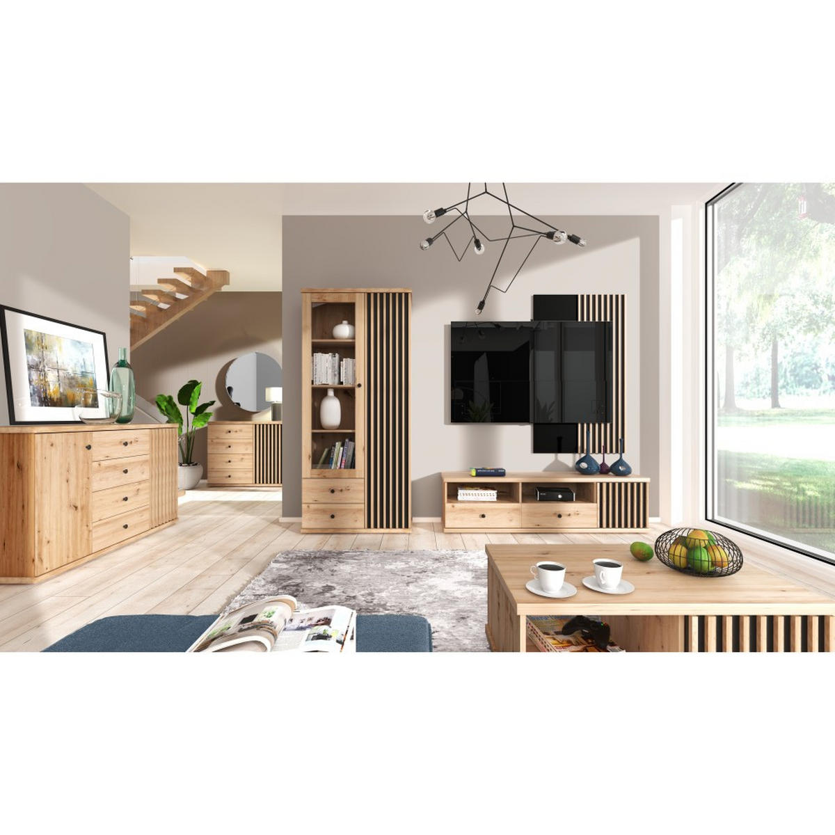 ECKKOMMODE Caya mit zwei Türen, Eiche Artisan, 123 cm - Eiche Artisan, Holzwerkstoff (123/85/82cm) - Beautysofa
