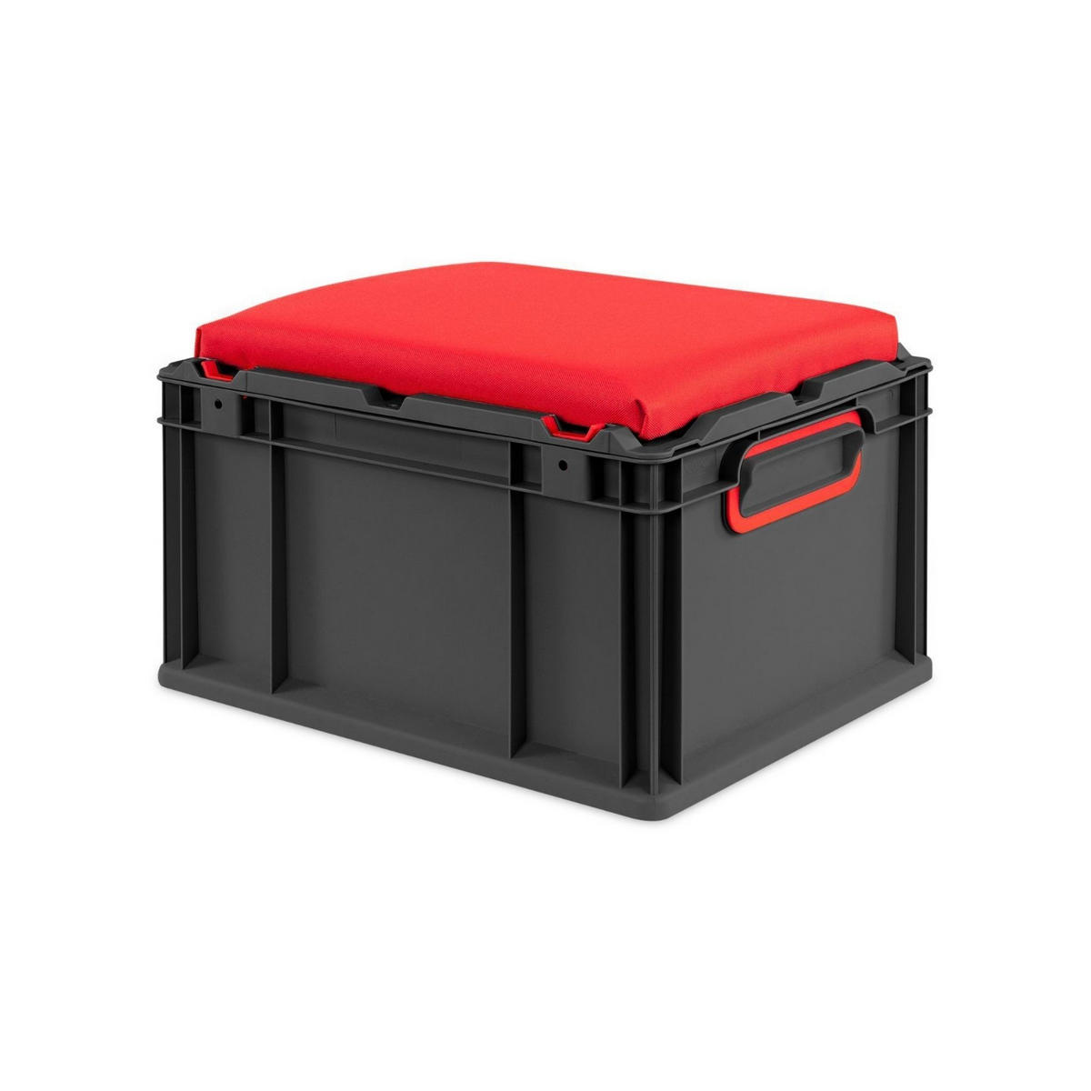 EUROBOX NextGen Seat Box Rot, HxBxT 26,5x30x40cm, 20 Liter, Griffe geschlossen, Schwarz - Schwarz, Kunststoff (30/26.5/40cm) - PROREGAL